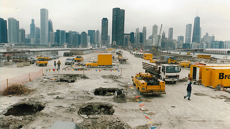 The construction site of Navy Pier in 1992