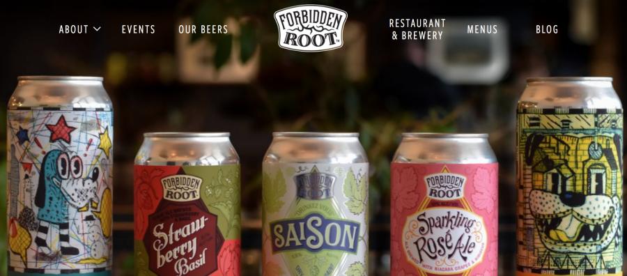 Die Website von Forbidden Root Restaurant Brewery