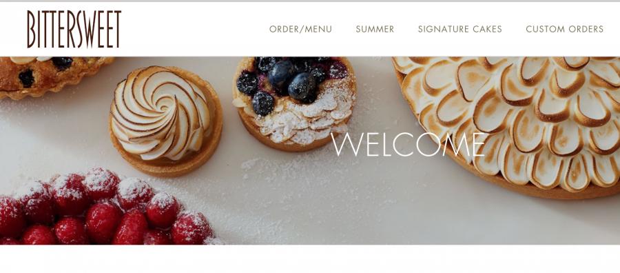 Screenshot of Bittersweet Pastry Shop's website