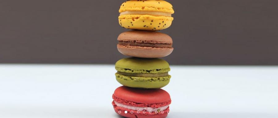 Stack of macarons served at Alliance Patisserie