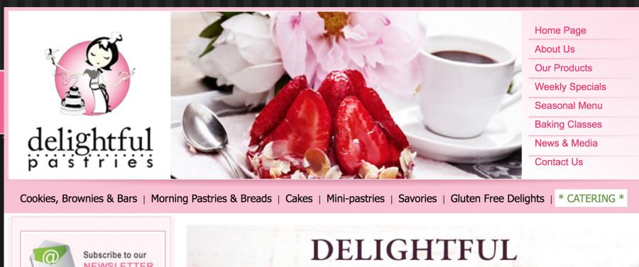 Screenshot of Delightful pastries' website