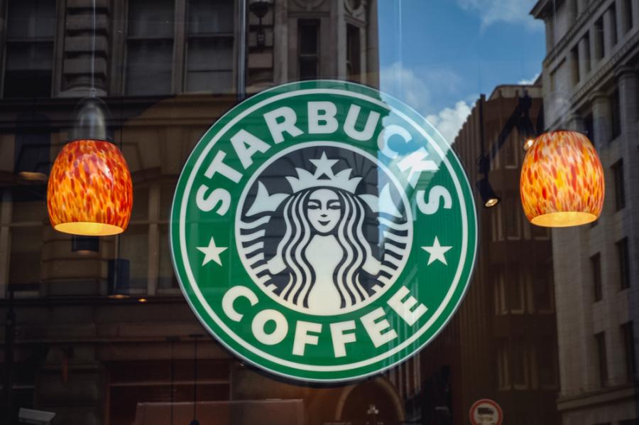 Starbuck logo on a Starbucks window