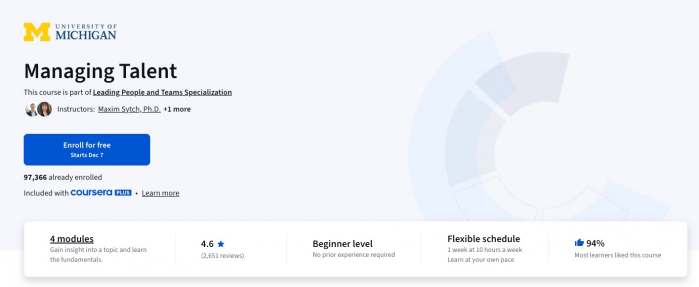Managing Talent This course is part of Leading People and Teams Specialization Maxim Sytch, Ph.D. Cheri Alexander Instructors: Maxim Sytch, Ph.D.