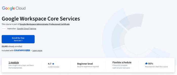 Google Workspace Core Services This course is part of Google Workspace Administrator Professional Certificate Google Cloud Training Instructor: Google Cloud Training