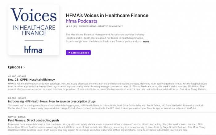 HFMA’s Voices in Healthcare Finance